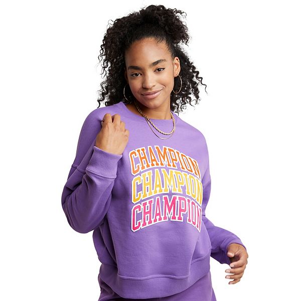 Purple champion clearance crewneck sweatshirt