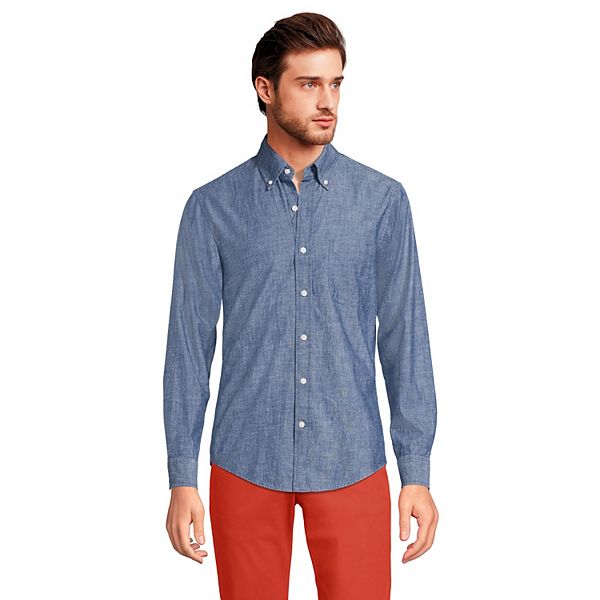Men's Lands' End ButtonDown Traditional Fit Chambray Shirt