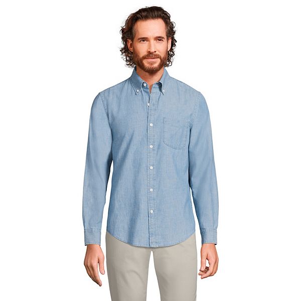 Men's Lands' End ButtonDown Traditional Fit Chambray Shirt