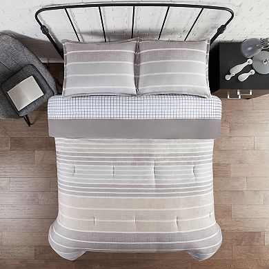 Serta® Simply Clean Conrad Variegated Stripe Antimicrobial Complete Bedding Set with Sheets