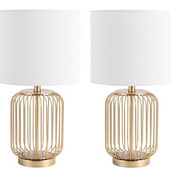 Safavieh Portlia Set of 2 Table Lamps - Metal Base with Fabric Shades