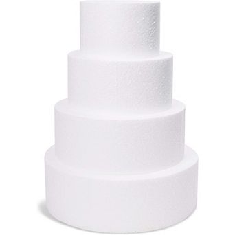 4 pc Round Foam Cake Dummies for 16" Tall Fake Wedding Cake in 4 Sizes (6, 8, 10, and 12 in