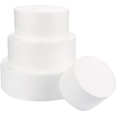 4 Piece Round Foam Cake Dummies for 16" Tall Fake Wedding Cake in 4 Sizes (6, 8, 10, and 12 Inches)