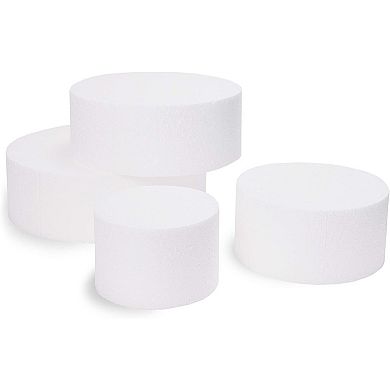 4 Piece Round Foam Cake Dummies for 16" Tall Fake Wedding Cake in 4 Sizes (6, 8, 10, and 12 Inches)