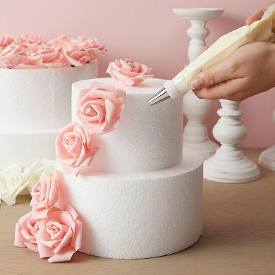 4 Piece Round Foam Cake Dummies for 16" Tall Fake Wedding Cake in 4 Sizes (6, 8, 10, and 12 Inches)