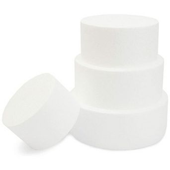 4 tier Foam Round Shape Mini Cake Dummy Set Foam For Crafts, White, 5 To 8 Inch