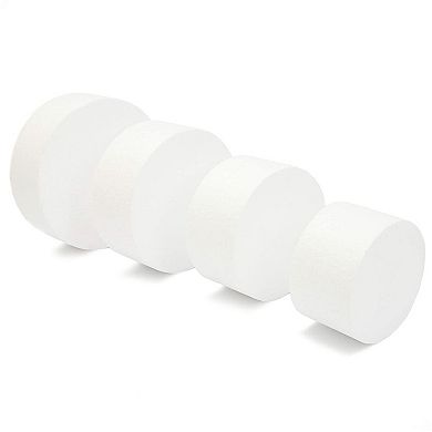 4 Tiers Foam Round Shape Mini Cake Dummy Set Foam For Crafts, White, 5 To 8 Inch