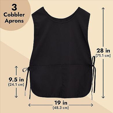 3-Pack Cobbler Aprons with Pockets, Adjustable, Practical, Versatile, Black
