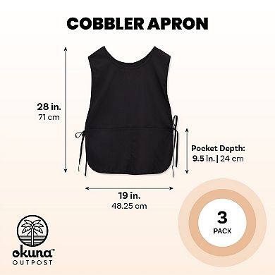 3-Pack Cobbler Aprons with Pockets, Adjustable, Practical, Versatile, Black