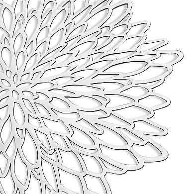 10 Pack Silver Vinyl Charger for Christmas, Thanksgiving, Leaf Design (14.4 In)