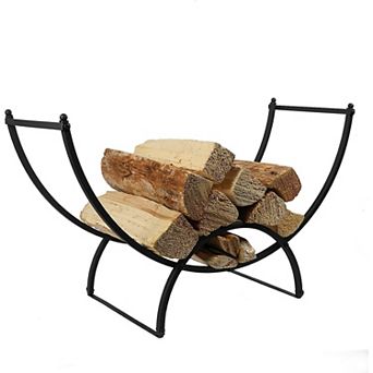 3-Foot Curved Firewood Rack for Indoor Outdoor (Black)
