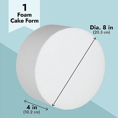 Round Foam Cake Dummy For Decorating And Wedding Display 8 X 4 Inch White