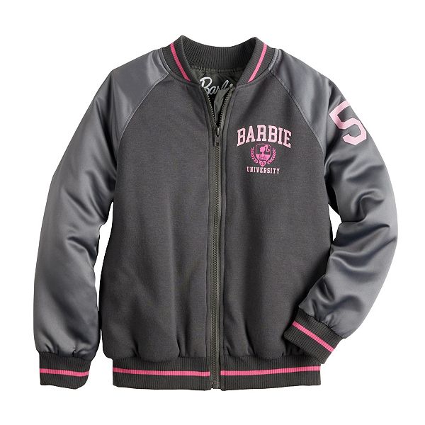 Barbie Girls Bomber Jacket, Zip-Up Bomber Jacket for Girls, Girl Power  Outerwear Sizes (4-16) 