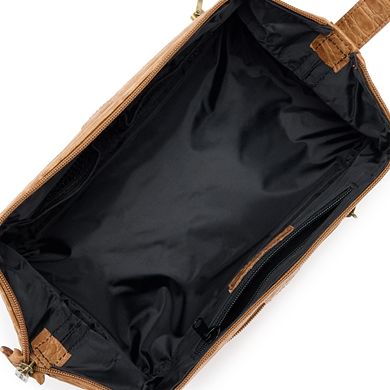 AmeriLeather Croc-Embossed Leather Crossbody Bag