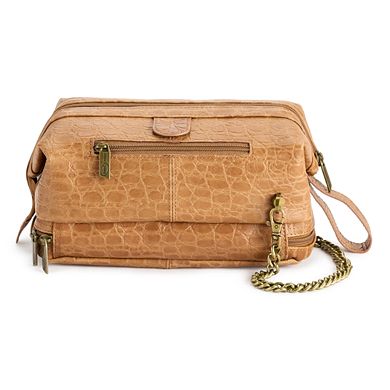 AmeriLeather Croc-Embossed Leather Crossbody Bag