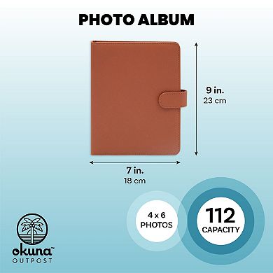 Vintage Album with Snap Fastener for 4x6 Inch Photos, 112 Capacity (Brown Leather)