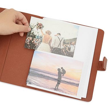 Vintage Album with Snap Fastener for 4x6 Inch Photos, 112 Capacity (Brown Leather)