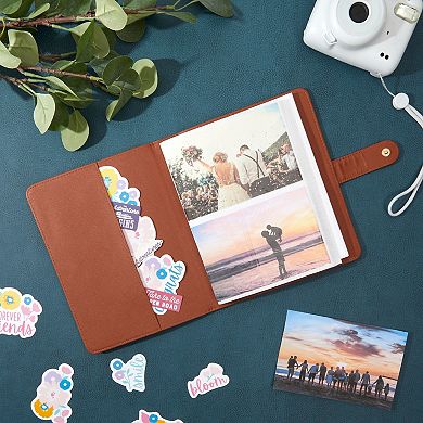 Vintage Album with Snap Fastener for 4x6 Inch Photos, 112 Capacity (Brown Leather)