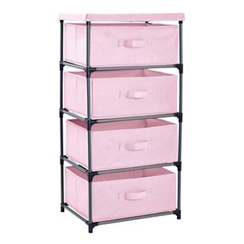4 tier Tall Closet Dresser With Drawers - Clothes Organizer And Storage (pink)