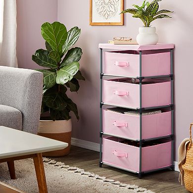 4-tier Tall Closet Dresser With Drawers - Clothes Organizer And Storage (pink)