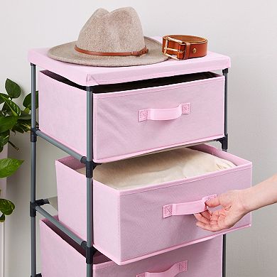 4-tier Tall Closet Dresser With Drawers - Clothes Organizer And Storage (pink)