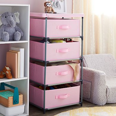 4-tier Tall Closet Dresser With Drawers - Clothes Organizer And Storage (pink)