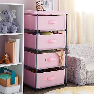 4-tier Tall Closet Dresser With Drawers - Clothes Organizer And Storage ( pink)