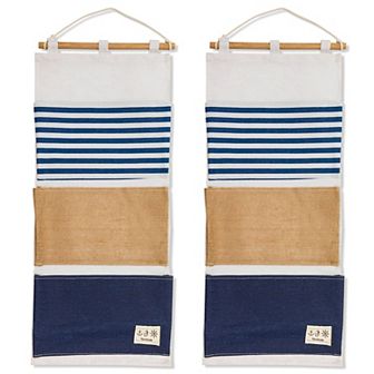 Wall Mounted Organizer with 3 Pockets for Hanging Storage (11.75 x 27 in 2 Pack)