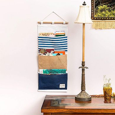 Wall Mounted Organizer with 3 Pockets for Hanging Storage (11.75 x 27 In, 2 Pack)