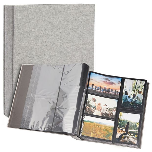 Large Photo Album for Photos, Pockets, x 4x6 with Photo 1000 (14 Grey Linen Cover Albums