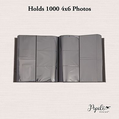 Large Photo Album For 1000 Photos, 4x6 Photo Albums With Pockets, Grey Linen Cover (14 X 13 X 3 In)