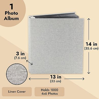 Large Photo Album for 1000 Photos, 4x6 Photo Albums with Pockets, 14 x 13 x 3 In