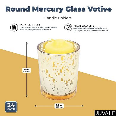 Juvale Mercury Glass Votive Candle Holders (2.2 x 2.2 x 2.6 in, Gold, 24 Pack)