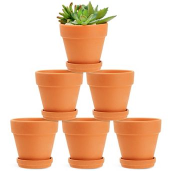 Juvale 4-inch 6 Pack Small Terracotta Pots with Saucer and Drainage Hole