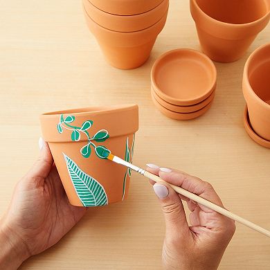 Juvale 4-inch 6 Pack Small Terracotta Pots with Saucer and Drainage Hole