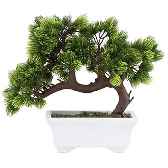 Artificial Fake Bonsai Tree for Office Desk, Potted Japanese Pine (10 x 9 in