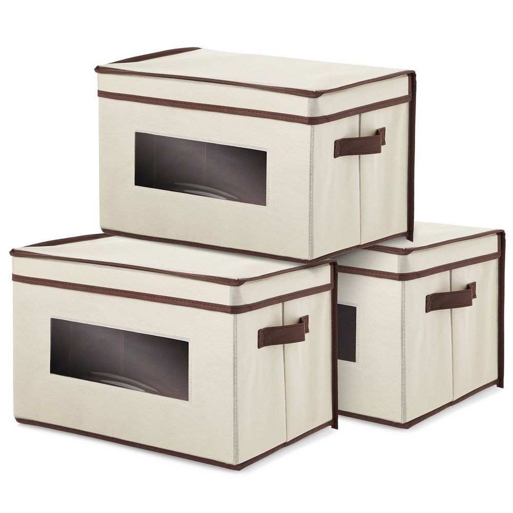 3x Foldable Storage Cubes Bins Organization, Closet+Lids Clear Windows ...