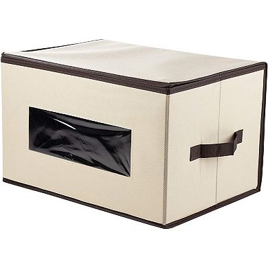 Foldable Storage Bins, Fabric Cubes (Cream, 16.2 x 10 x 12 in, 3 Pack)