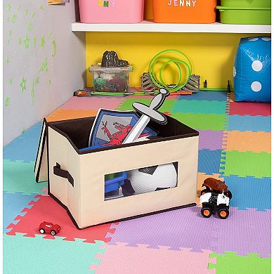 Foldable Storage Bins, Fabric Cubes (Cream, 16.2 x 10 x 12 in, 3 Pack)