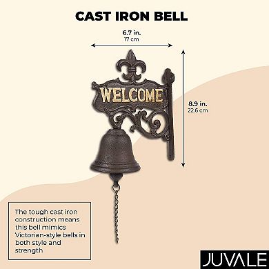 Cast Iron Bell for Front Door, Vintage Antique Style (6.7 x 8.9 x 0.8 Inches)