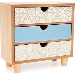 Blue Wooden Crate Nesting Boxes for Storage, Angled Design (3 Sizes, 3  Pieces)