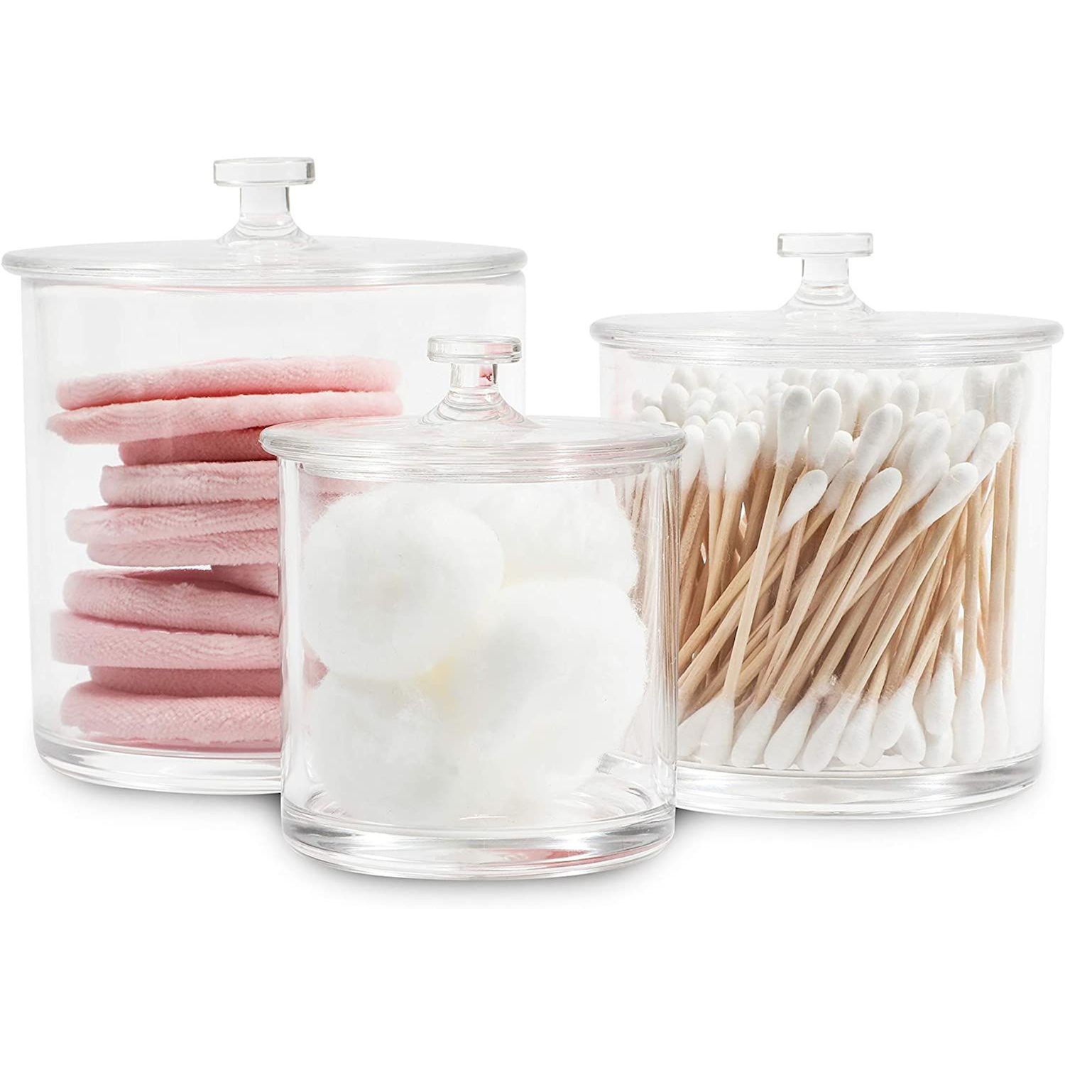 Mdesign Kitchen Airtight Apothecary Acrylic Canister Jar, Set Of 6,  Clear/white : Target