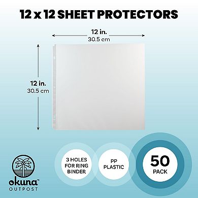 Photo Album Protective Sleeves Refill Pages, 12x12 Scrapbook Page Protectors (50 Pack)
