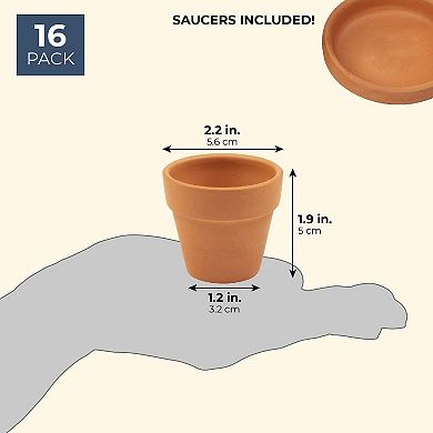 16-Pack Terra Cotta Pots with Saucer and Drain Hole, Planters for Flowers