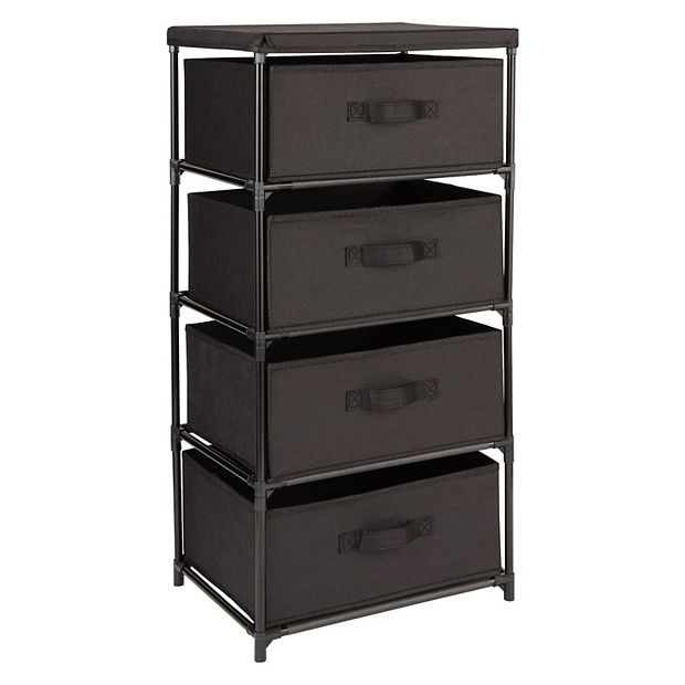 4-tier Tall Closet Dresser With Drawers - Clothes Organizer And Storage ( black)