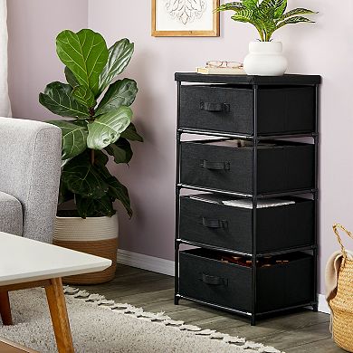 4-tier Tall Closet Dresser With Drawers - Clothes Organizer And Storage (black)