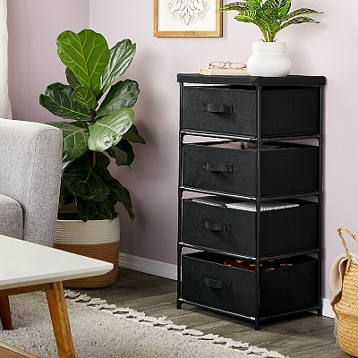 4-tier Tall Closet Dresser With Drawers - Clothes Organizer And Storage ( black)