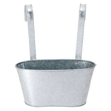 2 Pack Galvanized Hanging Bucket Planter Pots for Railing, Fence, 5 x 4.5 x 10"