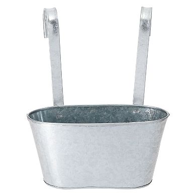 Large Galvanized Hanging Bucket Planter, Metal Tin Buckets for Flowers (10 x 4.5 x 5 in, 2 Pack)