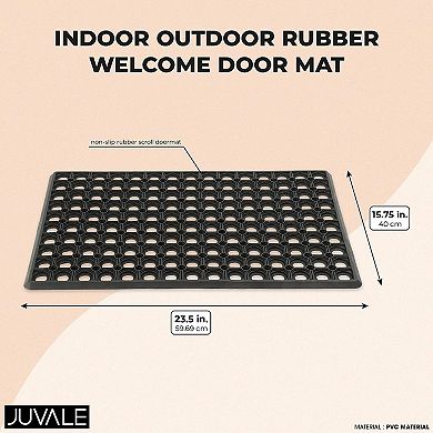 Rubber Mat, Nonslip Doormat for Indoor, Outdoor (23.5 x 15.75 in)